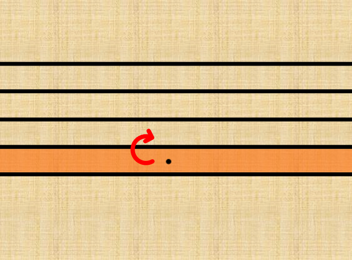 1st step to draw middle C on stave
